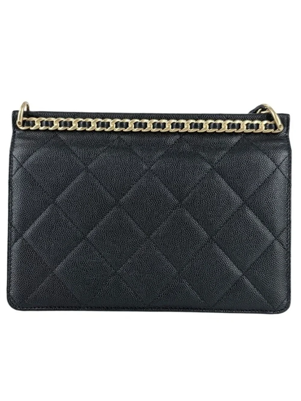 Chanel Shoulder Bag Quilted Crossbody CC Logo Turnlock Caviar Leather Black Gold